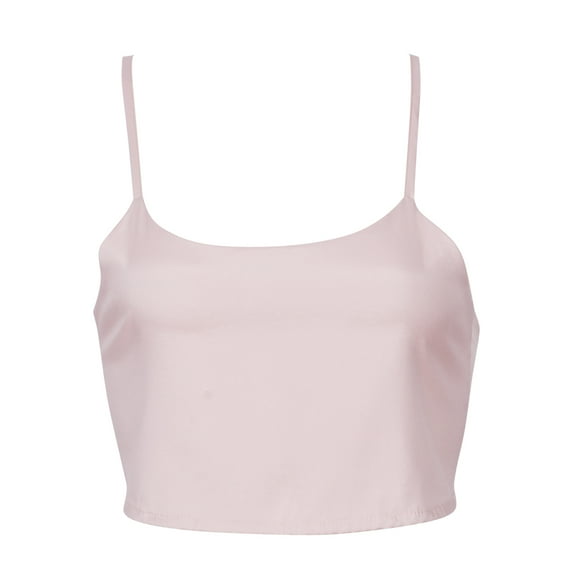 Qmyliery Women's Vest Sleeveless Suspender Halter Version Type Back Bow Tie Strap Solid Color Slim Short Top