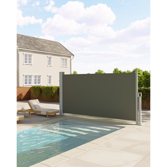 Garden Bench & Patio Awning – Retractable 71"x138" – Waterproof & UV-Resistant Privacy Screen – Collapsible Outdoor Sun Shade – Grey