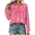 thumbnail image 5 of Fznquz Dressy Plus Size Women Blouses Oversized Button Down Pink Shirts Casual Fall Fashion, 5 of 6