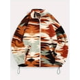 thumbnail image 4 of Women'S Ethnic Print Micro Pellet Plush Zip Front Jacket with Pockets Soft Fleece Outerwear Mixed Color M, 4 of 9