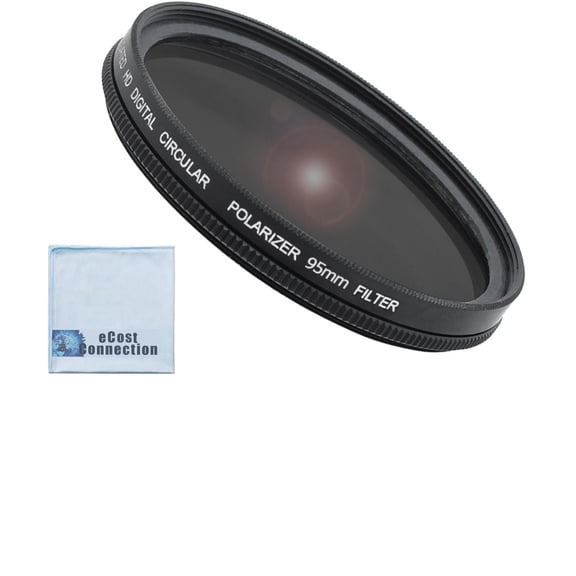 95mm Pro Series High Resolution Circular Polarized Filter for Sigma 150-600mm 50-500mm, Tamron SP 150-600mm & an eCostConnection Microfiber Cloth