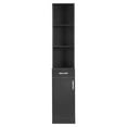 thumbnail image 2 of IVV Freestanding Tall Storage Cabinet with 1 Door, 1 Drawer & 3 Open Shelves – Black MDF Floor Cabinet for Bathroom & Home – 13.38"L x 12.29"W x 70.79"H, 2 of 7