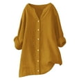 thumbnail image 3 of Women Loose Button Down Blouses Long Sleeve Solid Casual All Occasions, 3 of 3