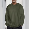 thumbnail image 2 of SRZYMJ Men's Lightweight Cotton Crewneck Sweatshirt Men's Winter Suede Hoodless Pullover Long Sleeve Solid Color Knitted Sweater Top for Autumn, 2 of 6