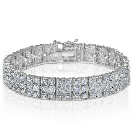 1 Carat T.W. Diamond Silver-Tone Miracle-Set 3-Row Tennis Bracelet