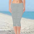 thumbnail image 2 of Womens Capri Leggings Workout Capri Pants Petite Summer Stretch Tummy Control Leggings Pull On Plus Size Athletic Gym Yoga Pants Trendy Light Gray S, 2 of 8