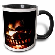 Photgraph Of A Very Hot Fire In An Outdoor Fireplace., 11oz Two-Tone Black Mug