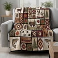 thumbnail image 2 of Country Patch Plaid Blanket Soft Cozy Warm Throw Blanket for Couch, Plush Fuzzy Flannel Fleece Blankets for Sofa, Brown Farmhouse Retro Bear Deer Cabin Bed Blankets Lightweight Gifts for Men, 40"x50", 2 of 9