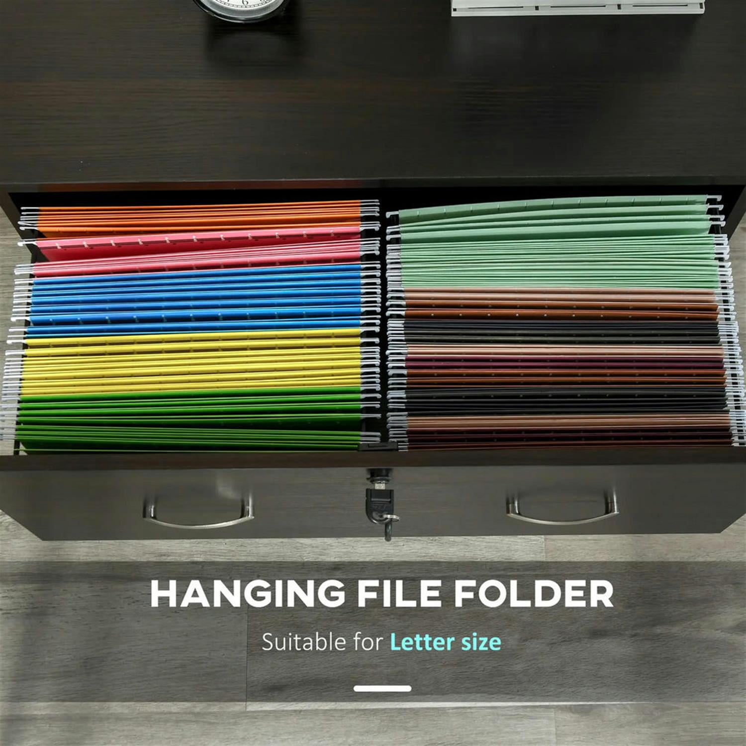 Demi Bonn Modern 2-Drawer Filing Cabinet with Lock and Keys, for Letter Size, Home Office, Lateral Storage File Cabinet, Walnut