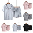 thumbnail image 3 of YanHoo Women's Petite Pajama Sets Button Down Loungewear Short Sleeve Sleepwear 2 Piece Short Pants Pjs Set with Pocket, 3 of 6