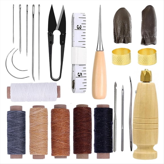 Upholstery Repair Sewing Kit,Leather Sewing Kit with Sewing Awl,Heavy Duty Sewing Kit with Stitching Needles,1 * sew kit