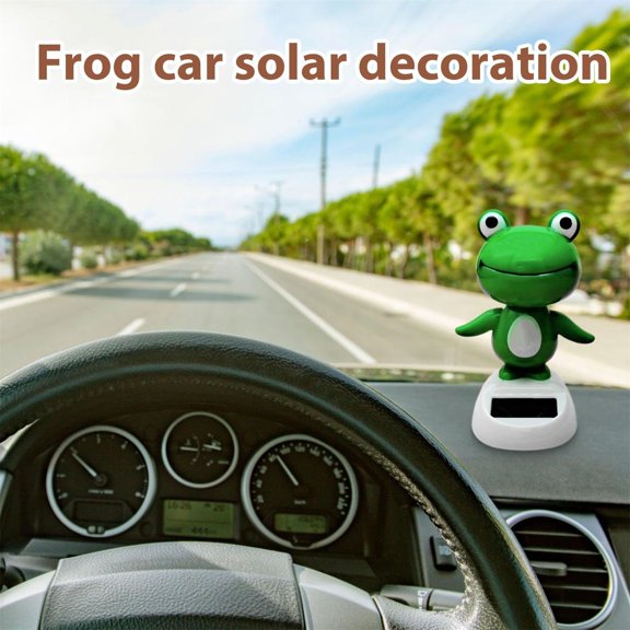 Solar Powered Dancing Shaking Head Frog Figure Toys, Automatic Swinging Motion with Solar Energy, Cute Funny Figurines Decorations for Home Car Dashboard Interior Decoration