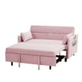 thumbnail image 2 of 54" Pull Out Sofa Bed with 2 Pillowsa, Modern Oversized 2 Seater Velvet Couch with Adjustable Backrest & Storage Bag, Accent Upholstered Sleeper Sofa for Bedroom, Living Room, Office, Pink, 2 of 8
