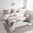 thumbnail image 3 of Feelyou Japanese Blossoms Floral Bedding Comforter Set 7pcs, Nature Scenery Queen Bedding Sets, Ink Watercolor Art Queen Sheet Sets, Luxury Bedroom Decor, 3 of 7