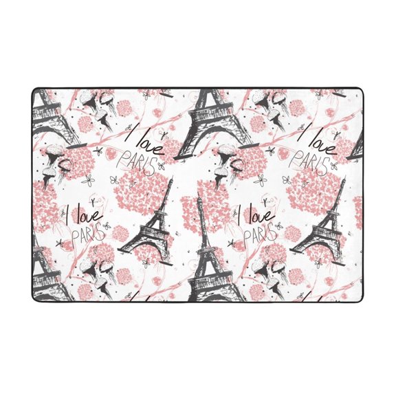 Area Rugs For Living Room Decor - Paris Anti Slip Throw Washable Rugs 3x5 For Bedroom, Soft Indoor Carpet For Bedroom Living Room 60x39In