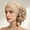 Beige, variant on Womens Headbands Solid Color Pre-Tied Turban Cap Layered Ruffled Brim Stretch Head Wraps for Indoor Rest Daily Outings Navy