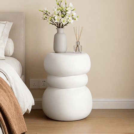 SHYFOY Modern Side Table,Oxide Cement End Table,Lightweight Indoor/Outdoor Accent Table for Living Room or Patio