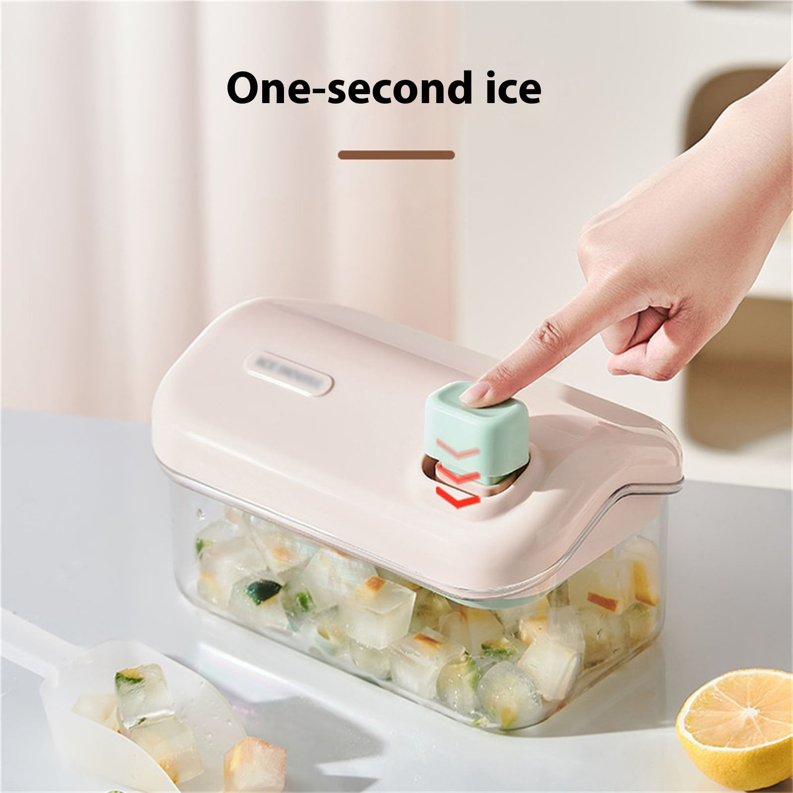 Ice Cube Tray Ice Mold Double Layer Ice Cube Maker with Lid Home One Button Ice Removal