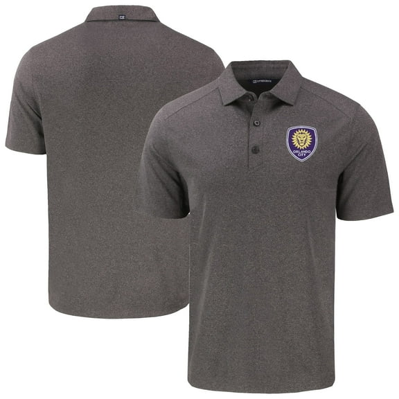 Men's-Cutter & Buck  Heather Black Orlando City SC Big & Tall Forge Eco Stretch Recycled Polo