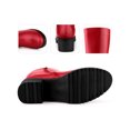 thumbnail image 2 of BLISSFUL STEP Round Toe Low Block Heels Mid Calf Boots for Women Red 7.5, 2 of 6