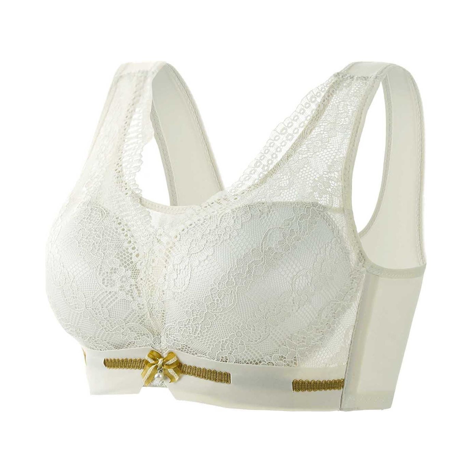 Timegard Summer Bras for Women Wirefree Flower Lace Full Coverage Wide Strap Comfortable Everyday Bra
