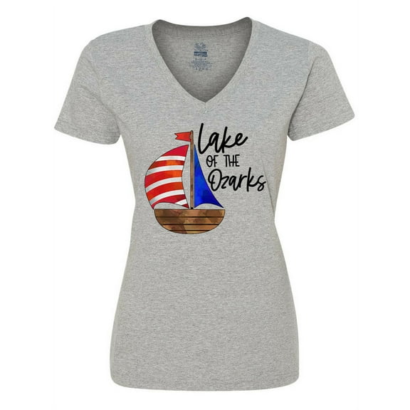 Inktastic Lake of the Ozarks Sailboat Women's V-Neck T-Shirt