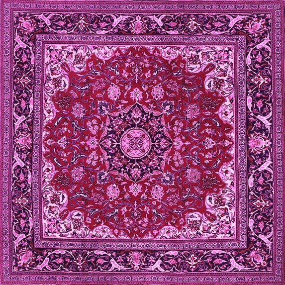 Ahgly Company Indoor Square Medallion Pink Traditional Area Rugs, 8' Square