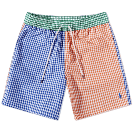 Polo Ralph Lauren Boys Traveler Swim Trunks, Colorblock Gingham, Small (8)