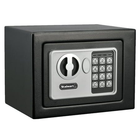 STALWART Digital Security Safe Box for Valuables – Compact Steel Lock Box with Electronic Keypad – Portable Safe for Home, Business, or Travel (Black)
