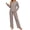E-Brown, variant on UVN Fall Cotton Two Piece Pajamas for Women Plaid Henley Collar Long Sleeve Top and Wide Leg Pant Ladies Sleepwear Casual Lounge Sets