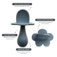 thumbnail image 6 of Grabease Baby Silicone Spoon Set for Baby-Led Weaning & First Stage Self-Feeding: Soft, Safe 100% Food-Grade Silicone; BPA-, PVC- Latex- & Phthalates-Free and Dishwasher Safe; Set of 2 Gray Spoons, 6 of 7