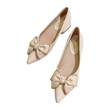 

Gomelly Women Comfort Pumps Fashion Pointed Toe Party Office Anti-Slip Chunky Heels Apricot 6.5