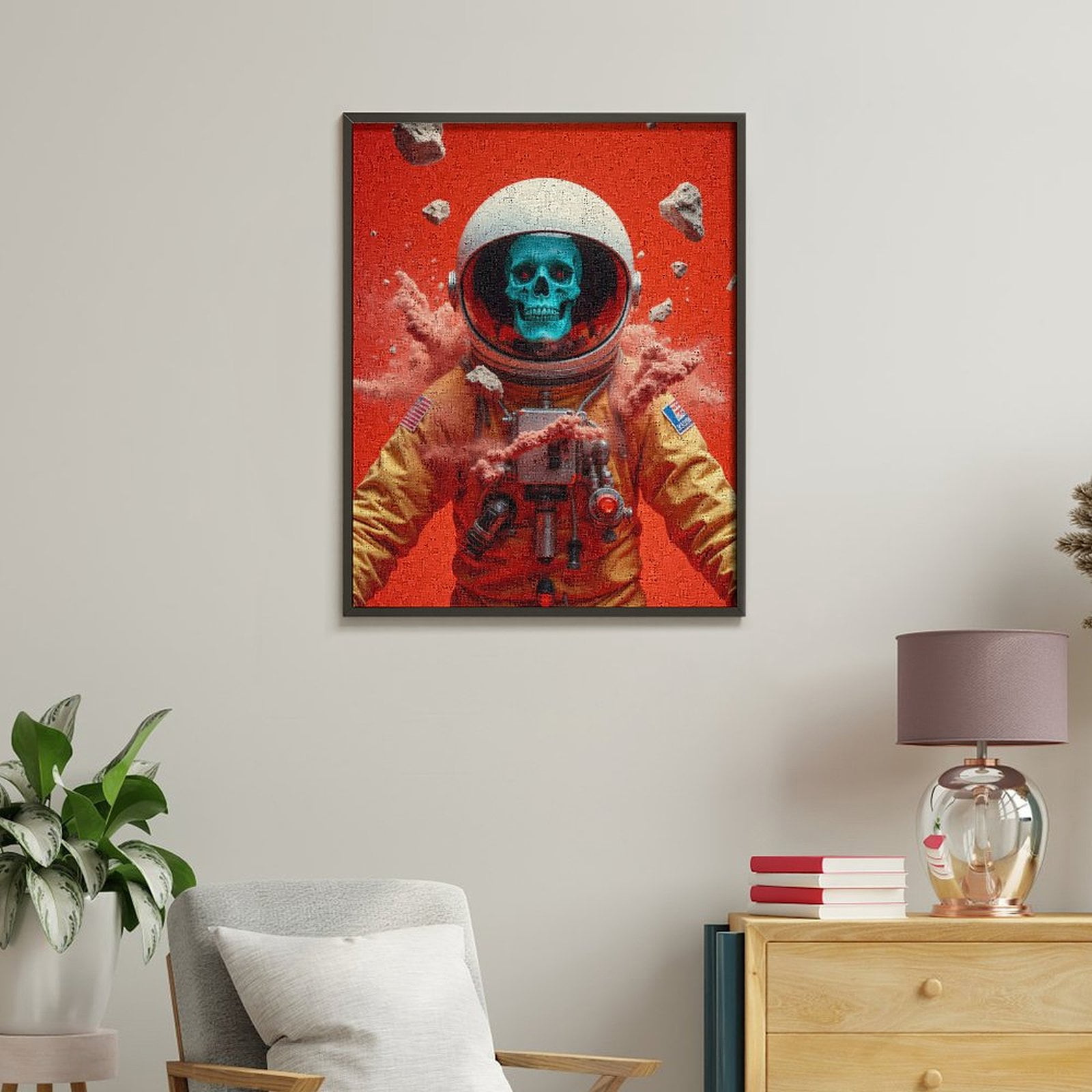 Paint By Numbers Kit for Adults Beginner - DIY Space Skull Surreal Astronaut Art Canvas Painting Kits for Adults, Frameless Paint By Number for Adults for Home Wall Decor 16x20 Inch