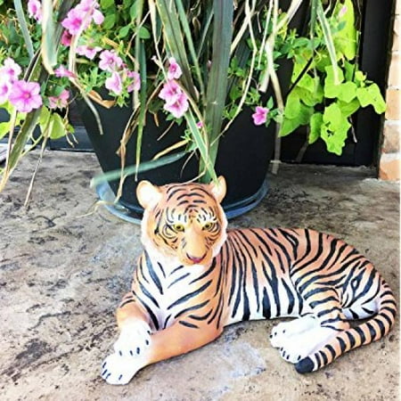 Outdoor Animal Statues Large Raja The Royal Bengal Tiger Resting Gracefully 15.5 Long Statue Jungle Apex Predator Home Garden Outdoor Patio Decor Figurine ()