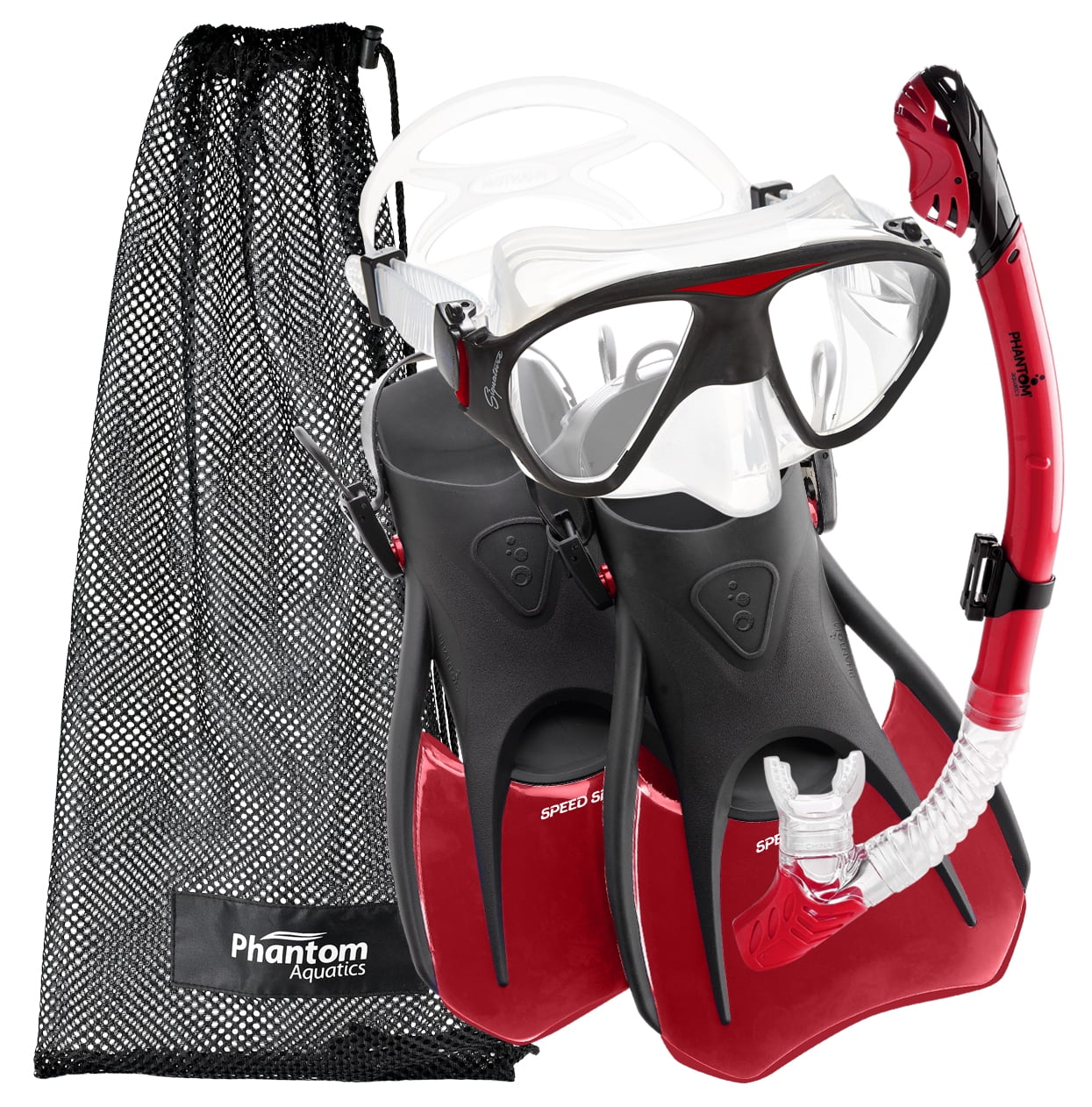 Phantom Aquatics Dry Snorkel Black Red 