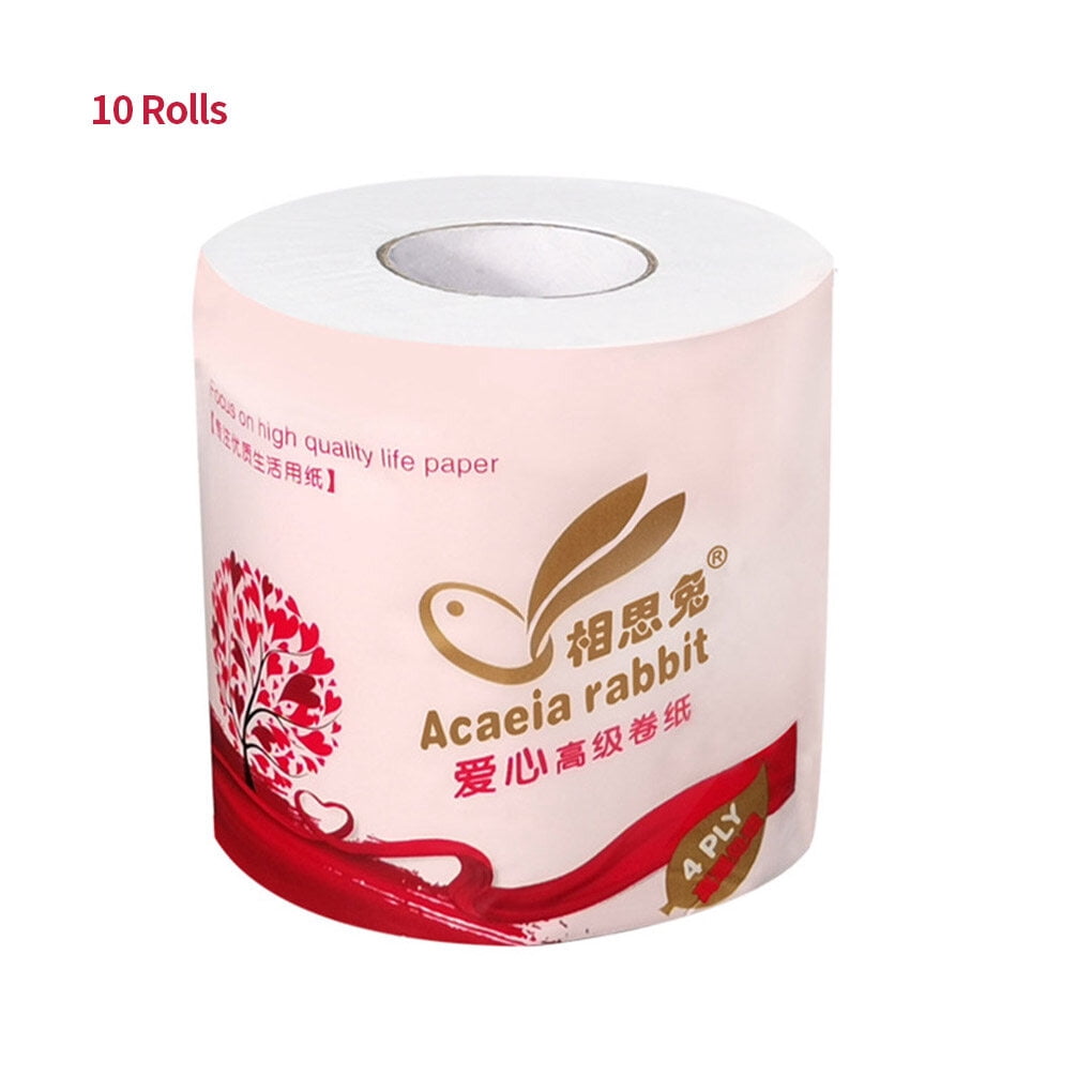 10 Rolls Toilet Paper 4 Ply Wood Paper Home Toilet Roll Pulp Roll Paper Towel Tissues Home Toilet Roll Napkins