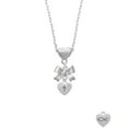 thumbnail image 2 of Delight Jewelry Silvertone Small Heart with Cross & Fish with Crystal Silver tone Bow Heart Necklace, 2 of 4
