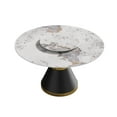thumbnail image 5 of JERFIT 53-inch Round Dining Table with Rotating Sintered Stone Top, White Surface & Carbon Steel Base for 6-Person Modern Dining Room, 5 of 10