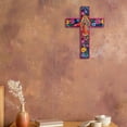 thumbnail image 5 of Mexican Crucifix Wood Cross Wall Decor, Day Of The Dead Decoration Wooden Wall Mounted Cross For Home Church Dia De Muertos, 5 of 7