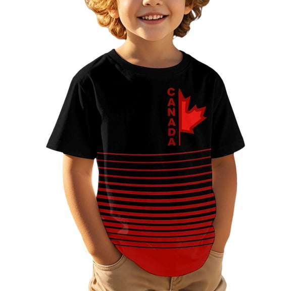 Byoo Toddler Boys Canada Maple Leaf Print T-Shirts Crew Neck Short Sleeve Casual Kids Tops