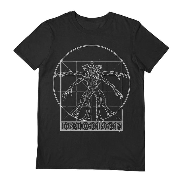 Stranger Things - Camiseta Vitruvian Demogorgon para Adultos Unisex (Negro)