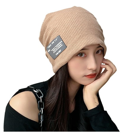 

Dadaria Hats for Women Fashionable Unisex Warm Breathable Windproof Baggy Stretch Crochet Winter Soft Letter Beanie Caps Wrap Outdoor Hat Khaki One Size Women Men
