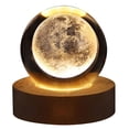 thumbnail image 4 of Astronomía Bola de cristal Luz Base de madera Planeta 3D Lámpara de luna Luz de noche LED, 4 of 9