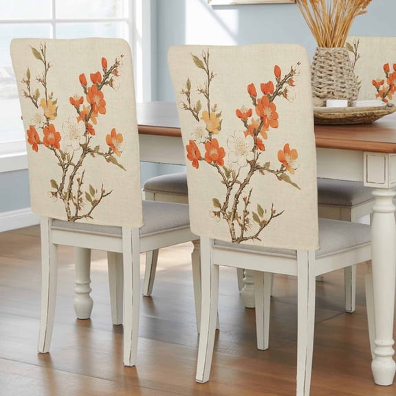 Vintage Botanical Chair Back Covers, Removable Chair Covers for Dining Chairs Set of 4, Washable Chairs Slipcovers Back Seat Protector for Wedding Party 19"x20"