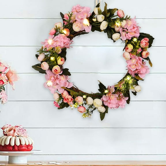 Valentine's Day Wreath 15.7 Inch Heart Shaped Artificial Rose Feather Door Decor for Front Door, Valentine's Party Supplies & Home Decorations