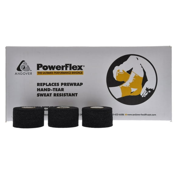 Andover Powerflex Stretch Sports Tape 1.5 inch Case (32 Rolls)  Black