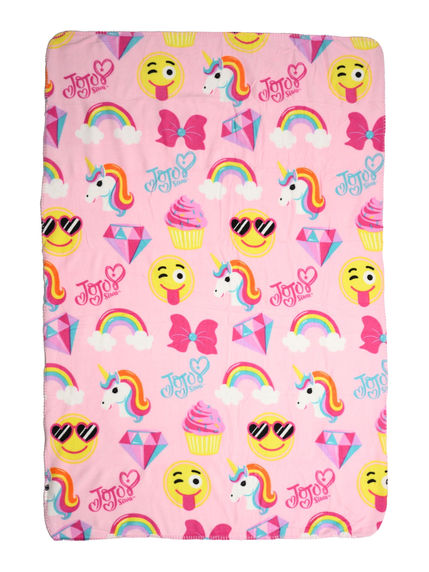 JoJo Siwa Throw Blanket 45' x 60' Diamonds Bows Rainbows Unicorns Girls Pink
