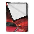 thumbnail image 2 of Cars Soft Flannel Fleece Throw Blanket, Front View Car Speeding Hot Flames on Abstract Backdrop Concept Design, Cozy Plush for Indoor and Outdoor Use, 60" x 80", Orange Black Red, by Ambesonne, 2 of 5