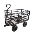 thumbnail image 4 of Black Heavy Duty Double Fence Utility Wagon Cart with 600Lb Capacity - Inflatable Tires for Garden, Yard & Outdoor Use, 4 of 11