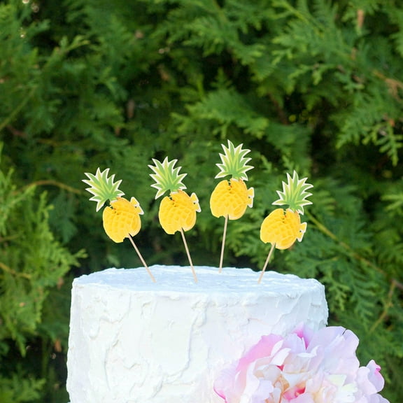 Raindrops 50pcs Creative Pineapple Cupcake Toppers Fruit Party Cake Picks Decorations